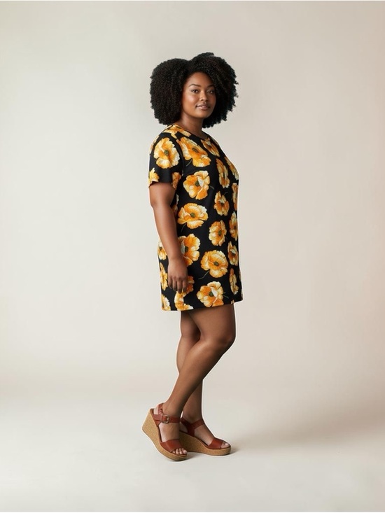 Forever 21 Dresses & Skirts - Forever 21 Plus 3X Black Orange Floral Shift Dress Short Sleeve